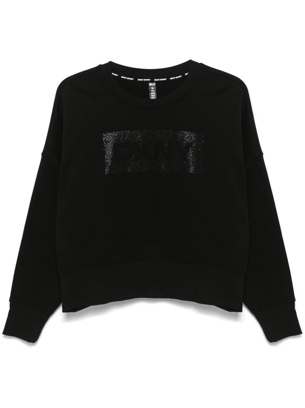 DKNY SPORT WIDE CROPPED STRASS LOGO SWEATSHIRT