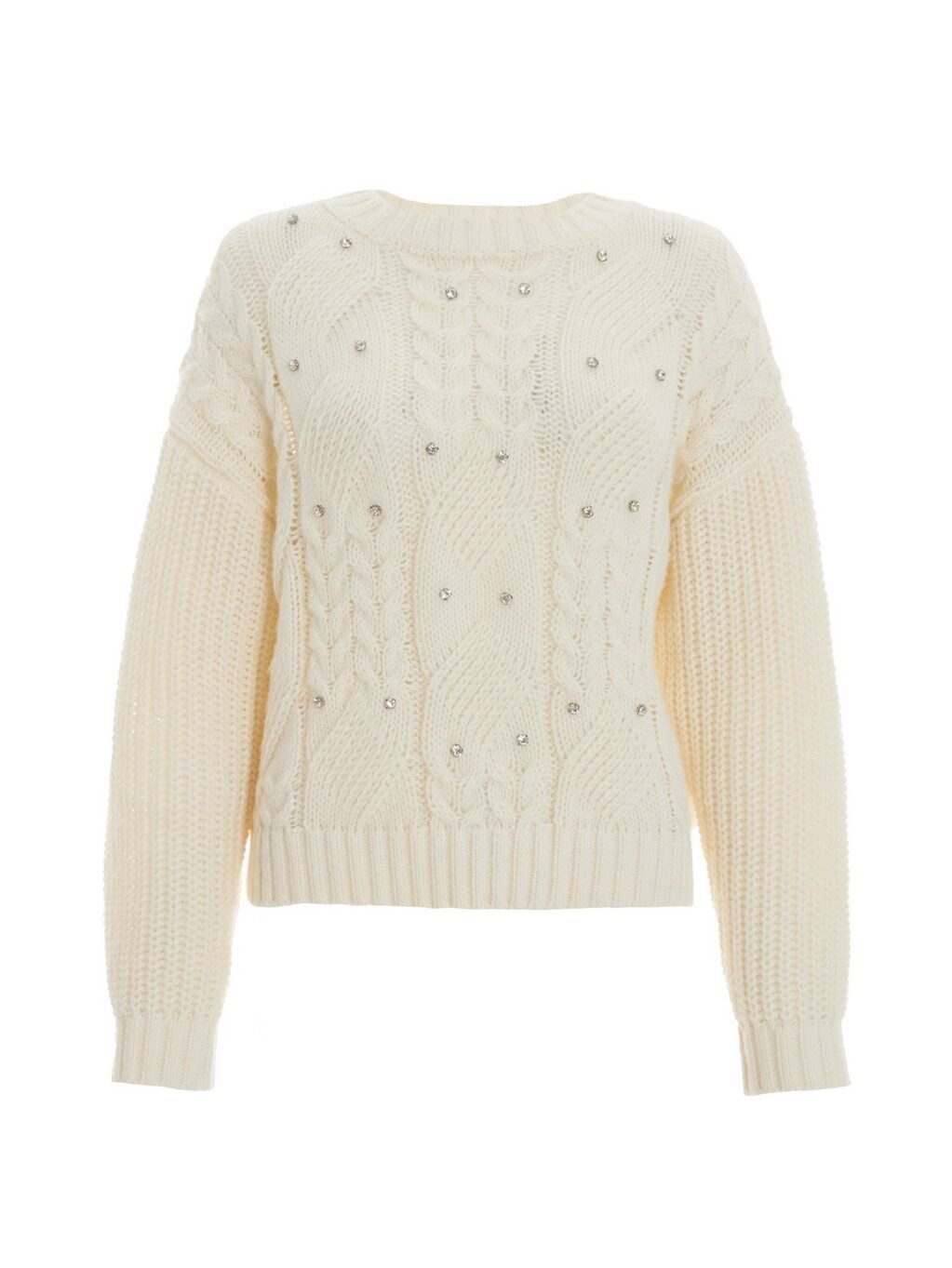 QUIZ CABLE KNIT DIAMANTE JUMPER